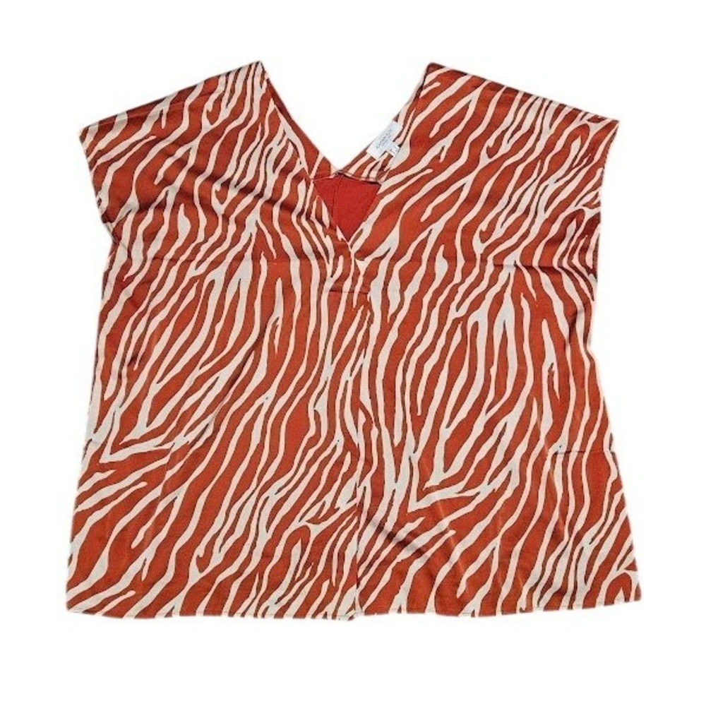 Addition Elle Blouse Women Orange Zebra Print 2X